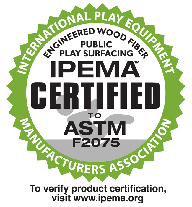 IPEMA certification logo for ASTM 2075 wood fiber safety compliance.